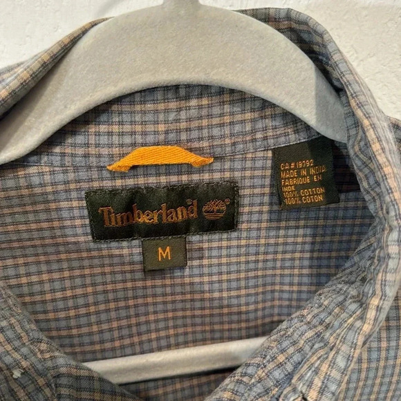 Timberland Blue & Tan Cotton Button Down Shirt size M - Picture 8 of 10